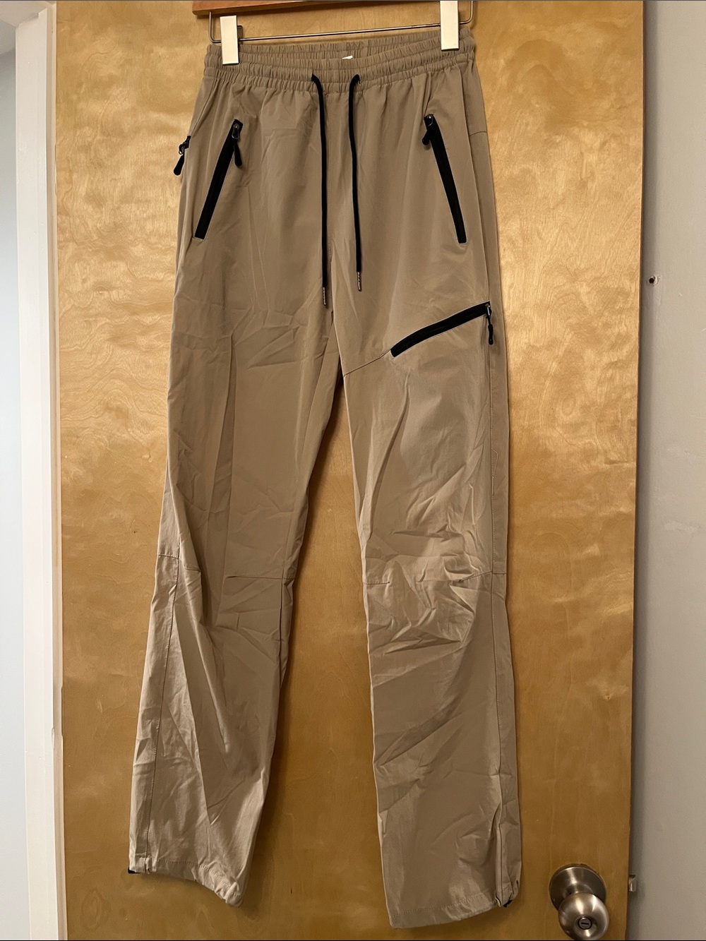 Lightweight Tan Track Joggers with Zip Pockets